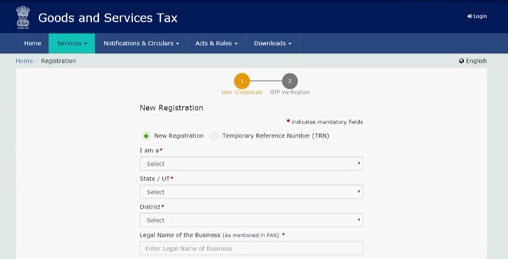 how to apply for gst number online