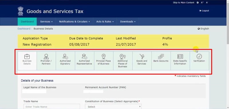 how to apply for gst number online