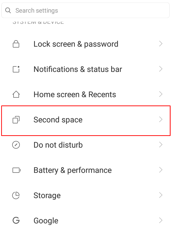 what is second space in xiaomi phones