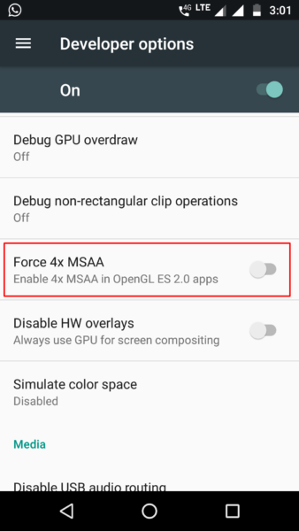 developer options in android