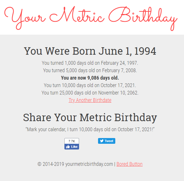 you metric birthday