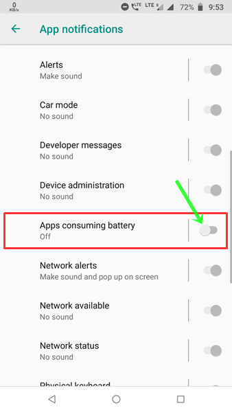 app is using battery notification