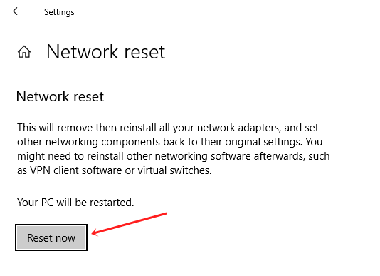 Network reset 2