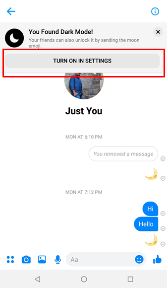 enable dark mode messenger 2