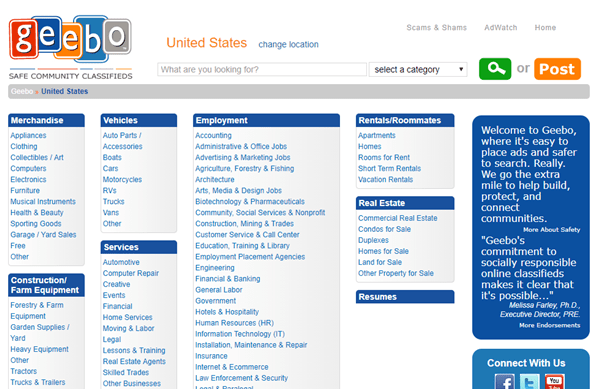 Sites Like Craigslist - geebo