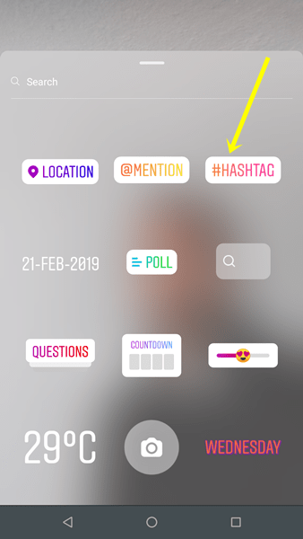 use hashtag in instagram story