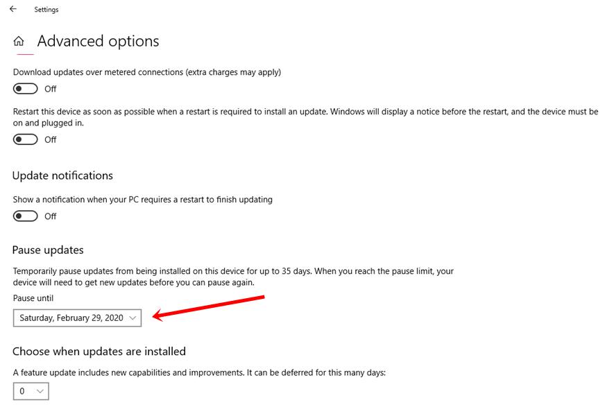 Stop Windows 10 Automatic Updates From Settings