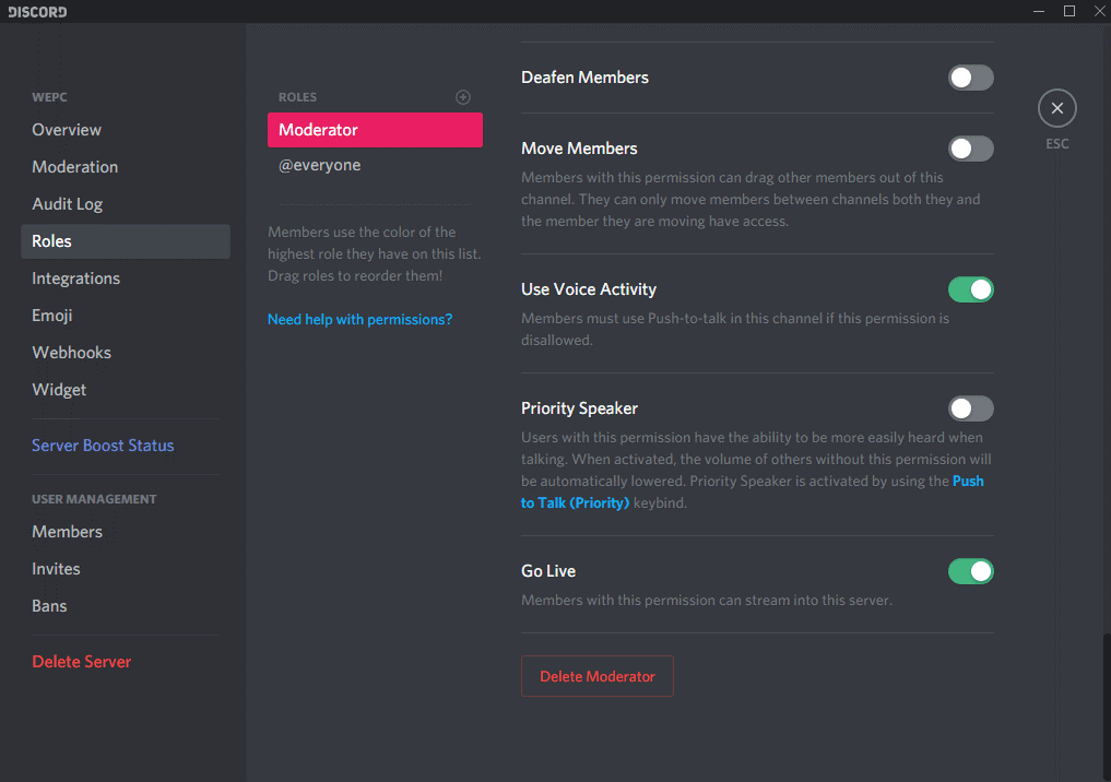 Deleting Roles in Discord 3