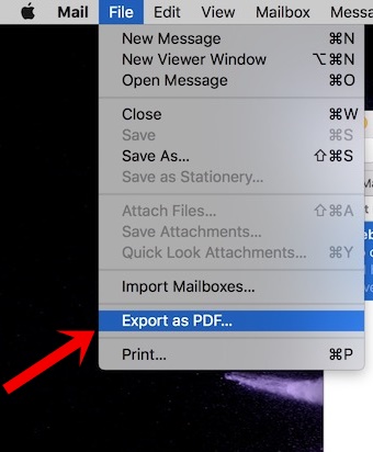 export email as pdf apple mail